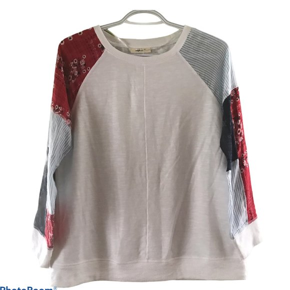 Style & Co Patchwork Bandana Sleeve Shirt NWOT - Picture 2 of 4